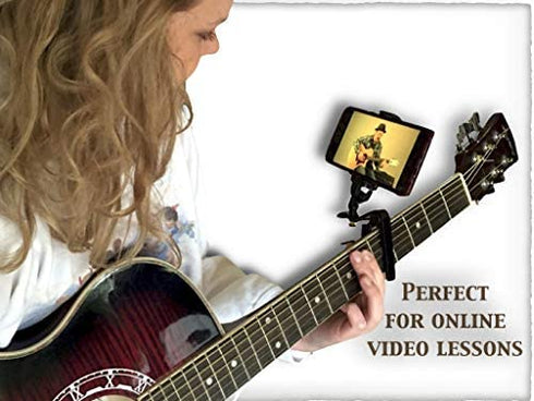 Smart-Po Smartphone Guitar Capo | Android and iPhone Compatible Dock Headstock Neck Clamp | Cell Phone Holder Aid Musicians | Electric or Acoustic Guitars